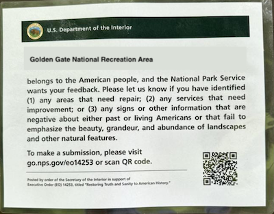 Golden Gate NRA Customer Feedback Sign